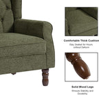 Accent Chair, Upholstered Armchair with Button Tufted High Back & Solid Wood Legs, Comfy Wingback Reading Single Sofa Chair for Small Spaces, Living Room, Bedroom (Green, Set of 2)