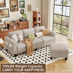 ZeeFu Sectional and Sofa Couches for Living Room - 78'' 3 Seater L-Shaped Modular Couch with Storage Ottoman - Modern Velevt Fabric Upholstered Sofa Set for Small Space Apartment Office