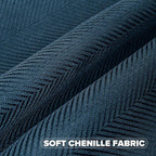 FUTEI Navy Blue Chenille Throw Pillow Covers 16x16 Inch Set of 2,Soft Wide Chevron Textured Cushion Case,Farmhouse Home Decor for Couch Bed Living Room