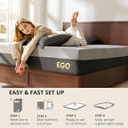 EGOHOME 10 Inch King Memory Foam Mattress for Back Pain, Cooling Copper Gel Bed in a Box, Foam Made in USA, CertiPUR-US Certified, Therapeutic Medium Firm, 76x80x10 Black