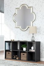 Signature Design by Ashley Langdrew 8 Cube Storage Organizer, Matte Finish, Wood & Decorative Laminate, 23.74" W x 11.81" D x 47.05" H, Black