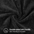 decorUhome Chenille Soft Throw Pillow Covers 26x26 Set of 2, Farmhouse Velvet Neutral Decorative Euro Pillow Covers with Stitched Edge for Couch Sofa Bed Home Decor, Black