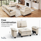 PHI VILLA Cloud Modular Couches Sets, 3 Pieces Large Sectional Sofa Set with Single Sofa, 5-Seater Upholstered Couch for Living Room, Corduroy, Beige