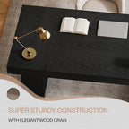 Tribesigns 55" Executive Desk, Wooden Office Desk with Double Pedestal, Modern Simple Computer Writing Table for Home Office, Black