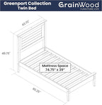 Grain Wood Furniture Greenport Solid Wood Platform Bed, Twin Size, Brushed White
