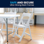 Flash Furniture HERCULES Kids White Resin Folding Chair with White Vinyl Padded Seat