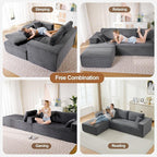 106" Cloud Modular Sectional Sofa Couch with L-Shape Chaise,Modern Boneless Sectional Couch with Deep Seat,Upholstered Couches for Living Room Bedroom,No Assembly Required,Dark Grey