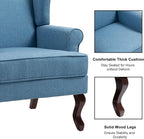 Accent Chair, High Back Upholstered Armchair with High Resilience Sponge & Wood Legs, Mid-Century Modern Comfy Single Sofa Reading Chairs for Living Room, Bedroom (Blue, Set of 2)