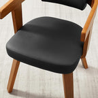 Art Leon Home Office Desk Chair - Mid Century Modern Chair, Faux Leather Office Chair No Wheels, Comfy Accent Arm Chair with Wood Legs for Small Spaces Living Room Bedroom Study, Black/Walnut
