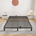 ROIL 4 inch King Size Bed Frame Metal Platform No Box Spring Needed with Round Corner Legs Mattress Stoppers Retainers 3500LBS Heavy Duty Steel Slats Noise-Free
