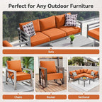Luxury 6" Outdoor Cushions for Patio Furniture, 24x24x6" Thick Seat Cushion Set of 4, Fade Resistant Couch Chair Replacement Cushions High Density Deep Wicker Chair Cushion w/ Removable Cover, Orange
