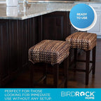 BIRDROCK HOME Seagrass Backless Counter Stools - Handwoven with Natural Fibers & Mahogany Wood Frame, Fully Assembled Seating for Indoor & Outdoor Use, for Kitchen or Dining Area - Espresso (1)
