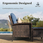 HERA'S HOUSE Outdoor Wicker Swivel Chairs with 5.5" Thick Cushions, 35" High Back Patio Chairs Set of 2, Deck Balcony Backyard Furniture, Navy Blue