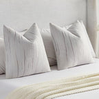 FUTEI Grey Chenille Decorative Throw Pillow Covers 16x16 Inch Set of 2,Soft Embossed Striped Textured Cushion Case,Modern Home Decor for Couch Bed Living Room