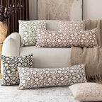 Foindtower Set of 2 Decorative Long Body Lumbar Throw Pillow Covers Accent Farmhouse Cushion Covers Boho Floral Pillowcase for Couch Sofa Bedroom Living Room Home Decor,14×36 Inch,Rustic Gray