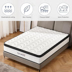 12 Inch Full Hybrid Mattress – Medium Firm, Memory Foam & Responsive Pocket Springs, Enhanced Edge Support, Motion Isolation, Pressure Relief, Eco-Friendly, Compressed for Easy Setup