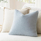 Foindtower Pack of 2 Modern Textured Boucle Throw Pillow Covers Accent Solid Decorative Pillow Cases Cozy Woven Couch Cushion Case for Chair Sofa Bed Living Room Home Decor, 18 x 18 Inch, Light Blue