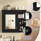 Bathroom Wall Cabinet with Mirror, 30'' x 28'' Medicine Cabinet with Mirror Door and Adjustable Shelves, Over Toilet Storage Cabinet, Wall-Mounted Bathroom Mirrors for Over Sink with Storage