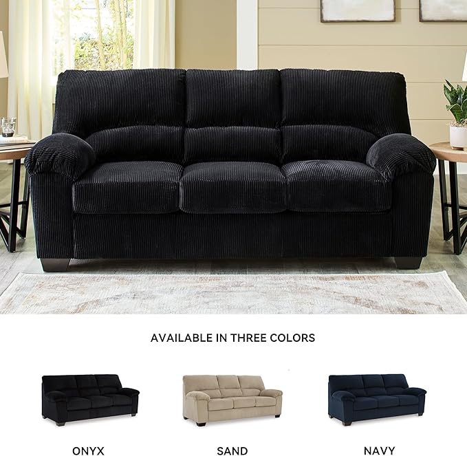 Signature Design by Ashley SimpleJoy Modern Sofa for Living Room, Black