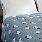 Berkshire Blanket Peanuts® VelvetLoft® Cute Character Snoopy Plush Blanket,Heart Toss Blue,King 90 in x 108 in (Official Peanuts® Product)