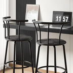 VECELO Bar Stools Set of 2, Swivel Counter Barstools with Backrest, Bar Height Chairs for Dining Room, Kitchen Island, Pub, Easy Assembly, Retro Grey