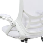 Flash Furniture Porter High-Back Swivel Office Chair with Adjustable Lumbar Support and Height, Ergonomic Mesh Desk Chair with Flip-Up Armrests, White