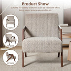 INZOY Mid Century Modern Accent Chair with Wood Frame, Upholstered Reading Armchair with Soft Linen Fabric, Accent Chair for Living Room Bedroom Apartment, Easy Assembly, Brown