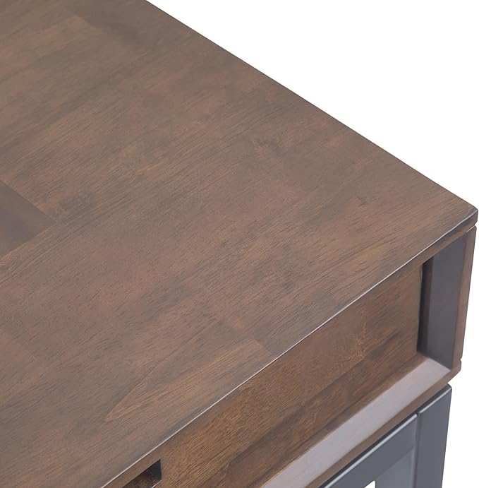 SIMPLIHOME Banting Desk - 72-Inch Wide Solid Hardwood and Metal Writing Desk in Walnut Brown, Modern Industrial Home Office Computer Table for Study with 2 Drawers and Flip-Down Keyboard Tray