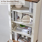RedLemon Bookcase with 2 File Drawers, 72" Tall Farmhouse Bookshelf with Storage and Adjustable Shelves, 4 Tier Rustic Wood Bookshelf with Cabinet for Home Office, Living Room (Antique White)