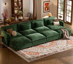 ELUCHANG Oversized 153" Modular Sectional Sofa, Comfy Deep Seat Cloud Couch Sleeper Sofa Bed, 8 Seat Modern Couch with Removable Cover for Living Room, Apartment, DIY Combination, Chenille Olive Green