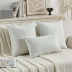 FUTEI Cream White Chenille Throw Pillow Covers 26x26 Inch Set of 2,Soft Wide Chevron Textured Euro Pillow Shams,Farmhouse Home Decor for Couch Bed Living Room