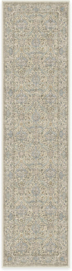 RUGGABLE x Morris & Co Machine Washable Runner Rug – Montreal Natural Blue 2.5x10, Stain-Resistant, Non-Slip – Washable Rug for Hallway, Entryway, Living Room & Kitchen–with Cushioned Pad
