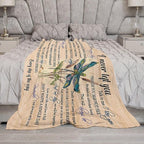 Dragonfly Blanket Memorial Sympathy Gifts for Girls Women Loved One I Never Left You Throw Blanket for Kids Adults Soft Warm Cozy Fleece Blanket for Couch Sofa Bed 50"x60"