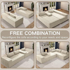 105.5" Modular Sectional Sofa L-Shape, Modular Cloud Sofa with Deep Seat for Living Room Bedroom, Upholstered Couches No Assembly Required (Beige Left Facing Chaise)