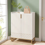 LITTLE TREE Modern White Shoe Cabinet with Doors for Up to 25 Pairs, 5-Tier Wood Shoes Rack Organizer for Entryway Bedroom Hallway Living Room