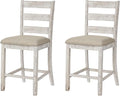 Signature Design by Ashley Skempton | 2-Count 24" Counter-Height Upholstered Bar Stools – Coastal Chic Ladder-Back, Antique White