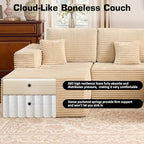 146‘' Oversized Cloud Sectional Couch, U Shaped Boneless Couches with Chaise & Ottoman, Plush Corduroy Deep Seat Modular Sofa for Living Room, No Assembly Required, Beige