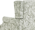 UIXE High Back Accent Chair, Fabric Upholstered Armchair for Living Room, Floral Printed Wingback Arm Chair with Solid Wood Legs, Retro Nailhead Trim Single Sofa Bedroom Reading Seat - Rococo Green