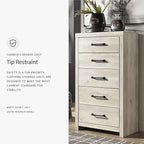 Signature Design by Ashley Cambeck Industrial 5 Drawer Chest with Safety Stop, Whitewash