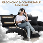 88 "Modern Boucle Sofa Couch, Oversized Comfy 3 Seater Sherpa Curved Sofas Deep Seat, Upholstered Loveseat Teddy Round Arm Couches for Living Room, Bedroom, Black