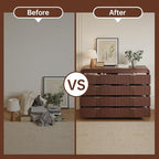 FURSUN Fluted 8 Drawers Dresser for Bedroom, 55" Wide Wooden Dresser with Metal Handle, Curved Profile Design, Modern Storage Organizer for Bedroom, Hallway (Walnut)