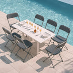 10 Pack Gray Plastic Folding Chairs for Outside, Portable Stackable Commercial Metal Foldable Chairs with Steel Frame for Home Events Office Wedding Party, 350lbs Capacity