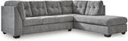 Signature Design by Ashley Marleton Contemporary Right-Arm Facing Tufted 2-Piece Sectional with Chaise and Loose Seat Cushions, Light Gray