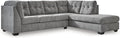 Signature Design by Ashley Marleton Contemporary Right-Arm Facing Tufted 2-Piece Sleeper Sectional with Chaise, Loose Seat Cushions and Bi-Fold Memory Foam Mattress, Full, Light Gray