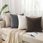 decorUhome Dark Brown Chenille Throw Pillow Covers 20x20 Set of 2 Thick Textured Slubby Couch Pillow Covers Farmhouse Accent Modern Neutral Decorative Pillow Cases for Bed Sofa Living Room