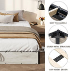 Lift Up Storage Bed Frame, King Size Wooden Platform Bed with Large Storage Underneath, No Box Spring Needed, Noise Free, Distressed White
