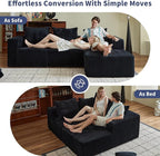 102" Cloud Couch for Living Room,Boneless Couch with Oversized Chaise,Deep Seat Sofa with 5-Pillows for Bedroom,Corduroy Sofa in A Box,Black