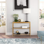 Henn&Hart 36" Wide Rectangular Console Table in Brass, Entryway Table, Accent Table for Living Room, Hallway