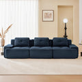 115.3” Blue Boneless Couches for Living Room, Modular Sectional Sofa, 3 Seater Comfy Upholstered Deep Seat Corduroy Fabric Cloud Couch No Assembly, Anti-Slip Design