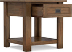 SIMPLIHOME Monroe SOLID ACACIA WOOD 22 inch Wide Square Rustic End Table in Rustic Natural Aged Brown for the Living Room and Bedroom